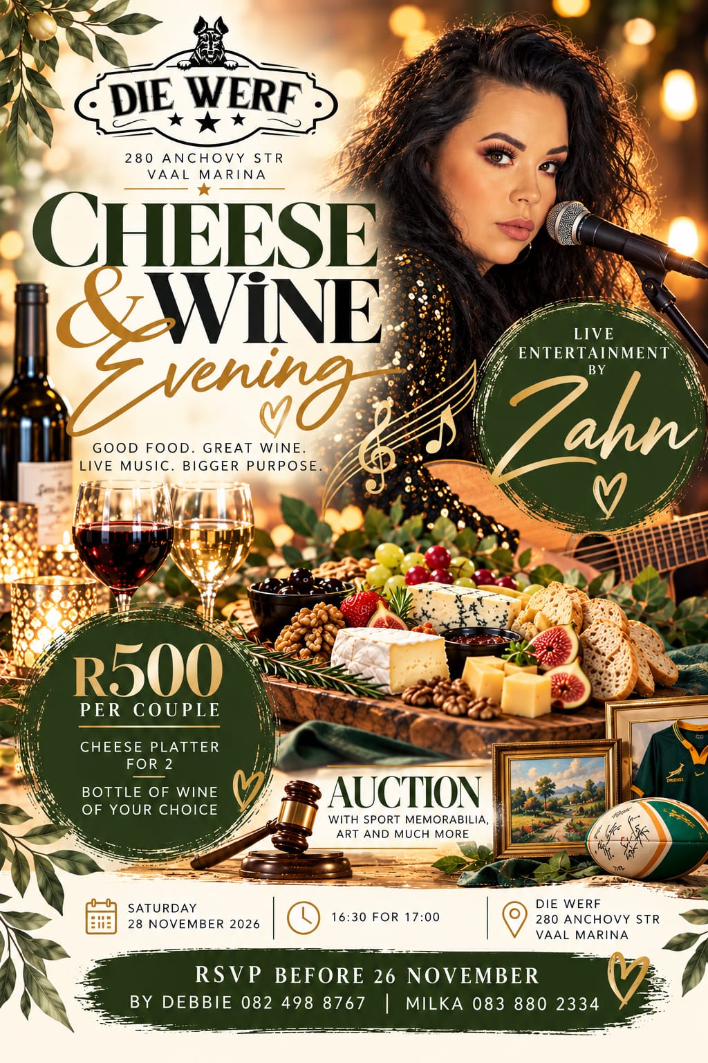 Cheese and Wine Evening at Die Werf on 28 November 2026